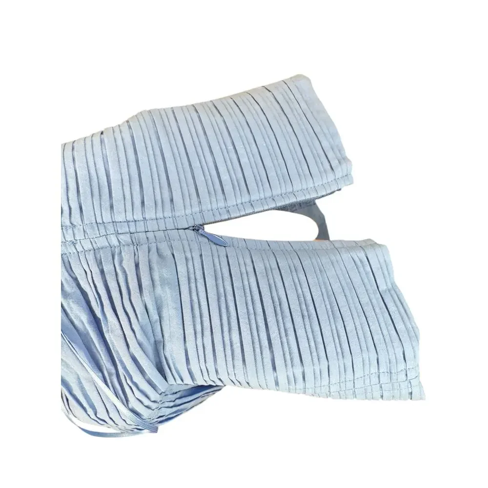 MADEWELL NWT Poplin Crop Tube Top Ornamental Blue Pleated Crisscross Size 6 - Picture 11 of 12